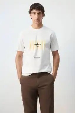 Wehkamp Mango Man regular fit T-shirt met print - wit aanbieding