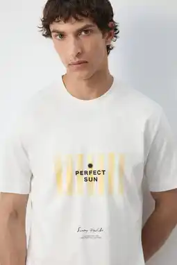 Wehkamp Mango Man regular fit T-shirt met print - wit aanbieding