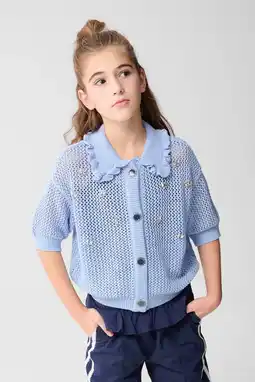 Wehkamp Shoeby gebreid vest blauw ajour aanbieding