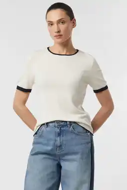 Wehkamp comma T-shirt ecru fijn gebreid aanbieding