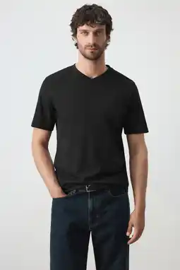 Wehkamp Mango Man slim fit T-shirt - zwart aanbieding