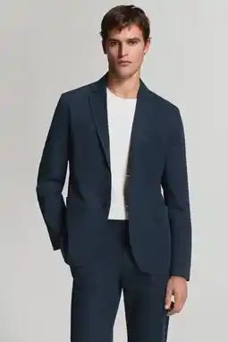 Wehkamp Mango Man slim fit colbert met linnen - donkerblauw aanbieding