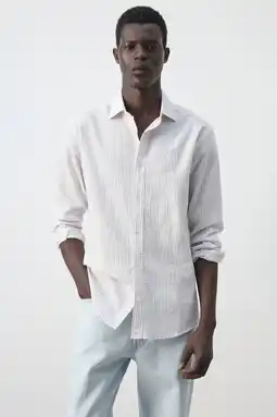 Wehkamp Mango Man slim fit gestreept overhemd - pastelroze aanbieding