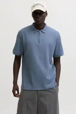 Wehkamp JACK & JONES ESSENTIALS regular polo met ingebreid patroon blauw aanbieding