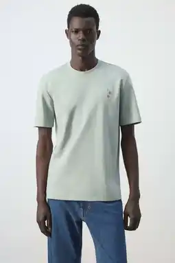 Wehkamp Mango Man regular fit T-shirt met borduursels en print - groen aanbieding