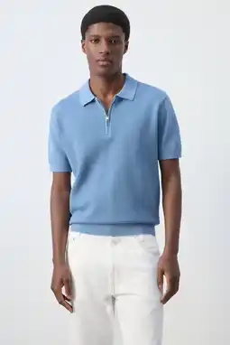 Wehkamp Mango Man regular polo gebreid blauw aanbieding