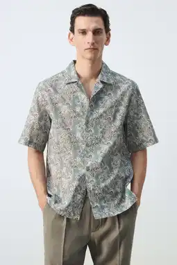 Wehkamp Mango Man regular fit overhemd met print - middengroen aanbieding