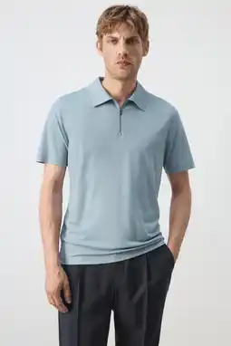 Wehkamp Mango Man regular fit polo - lichtblauw aanbieding
