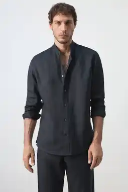Wehkamp Mango Man linnen regular fit overhemd - marineblauw aanbieding