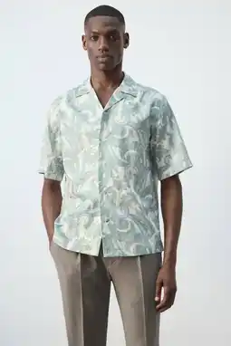 Wehkamp Mango Man regular fit overhemd met paisley - groen aanbieding