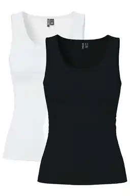 Wehkamp PIECES tanktop - zwart/wit (set van 2) aanbieding