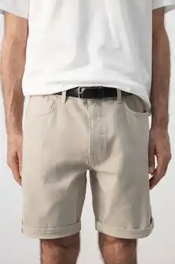 Wehkamp Mango Man slim fit denim short - lichtbeige aanbieding