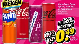 Hoogvliet Coca-Cola, Fanta, Sprite, Fuze Tea of Fernandes aanbieding