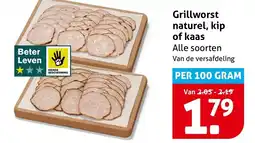 Hoogvliet Grillworst naturel, kip of kaas aanbieding