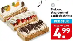 Hoogvliet Mokka, slagroom of aardbeischnitte aanbieding