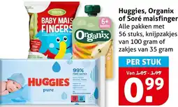 Hoogvliet Huggies, Organix of Soré maisfingers aanbieding