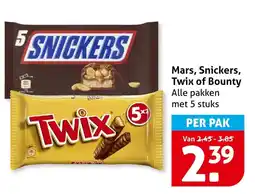 Hoogvliet Mars, Snickers, Twix of Bounty aanbieding