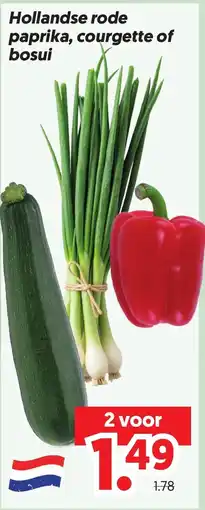 Dekamarkt Hollandse rode paprika, courgette of bosui aanbieding