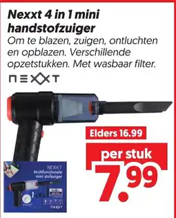 Dekamarkt Nexxt 4 in 1 mini handstofzuiger aanbieding