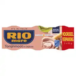 PLUS Rio Mare Tonijn olijfolie 3x65g MSC aanbieding