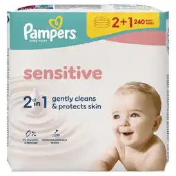 PLUS Pampers Sensitive doekjes 2+1 aanbieding
