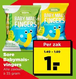 PLUS Sore Babymais-vingers aanbieding