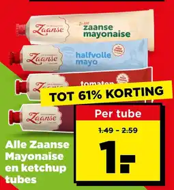 PLUS Alle Zaanse Mayonaise en ketchup tubes aanbieding