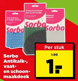 PLUS Sorbo antikalk-, vaat- en schoonmaakdoek aanbieding