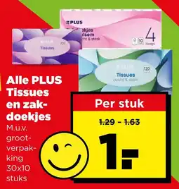 PLUS Alle plus tissues en zakdoekjes aanbieding