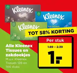 PLUS Alle kleenex tissues en zakdoekjes aanbieding