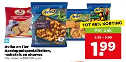 PLUS Aviko en 11er Aardappelspecialiteiten, schotels en churros aanbieding