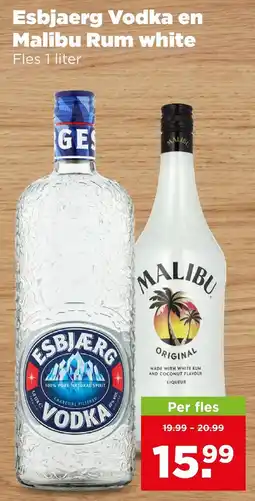 PLUS Esbjaerg vodka en malibu rum white aanbieding