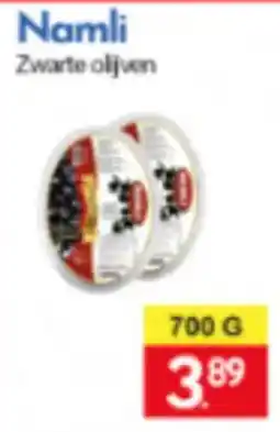 Tanger Markt Namli zwarte olijven aanbieding