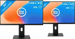 Coolblue BlueBuilt 24 inch Full HD Monitor met USB C Duo pack aanbieding