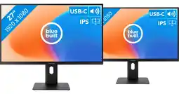 Coolblue BlueBuilt 27 inch Full HD Monitor met USB C Duo pack aanbieding