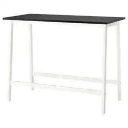 IKEA Mittzon: hoge vergadertafel met wit metalen onderstel, zwart rechthoekig blad aanbieding