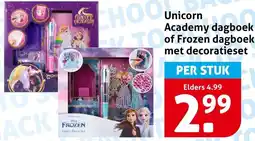 Hoogvliet Unicorn Academy dagboek of Frozen dagboek met decoratieset aanbieding