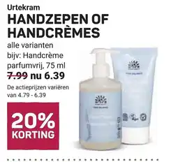 Ekoplaza Urtekram handzepen of handcrèmes aanbieding