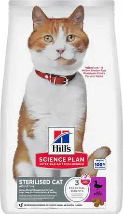 Pets Place Hill's Science Plan Sterilised Cat Adult - Kattenbrokken - Eend 1,5 kg aanbieding