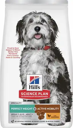 Pets Place Hill's Science Plan Perfect Weight & Active Mobility Medium Breed - Hondenbrokken - Kip 2,5 kg aanbieding