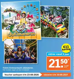 Albert Heijn Tickets Kinderpretpark Julianatoren aanbieding