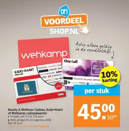 Albert Heijn Beauty & Wellness Cadeau, Kadoof Wehkamp cadeaukaarten aanbieding