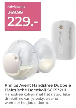 Prenatal Philips Avent Handsfree Dubbele Elektrische Borstkolf SCF532/11 aanbieding