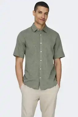Wehkamp ONLY & SONS slim casual overhemd met linnen aanbieding