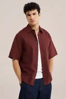 Wehkamp WE Fashion relaxed casual overhemd met linnen rood aanbieding