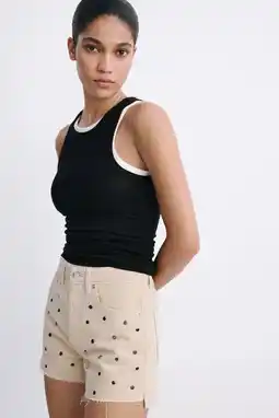 Wehkamp Mango regular fit denim short met studs - beige aanbieding