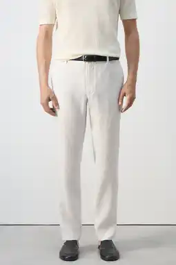 Wehkamp Mango Man slim fit chino met linnen - naturel/wit aanbieding