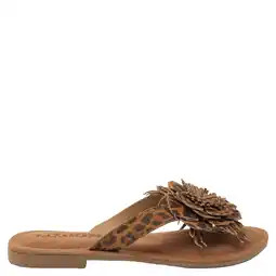 Wehkamp Lazamani Nomi suède teenslippers met panterprint cognac aanbieding