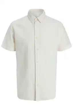 Wehkamp JACK & JONES ESSENTIALS regular casual overhemd met linnen wit aanbieding