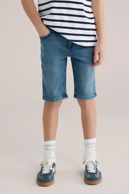 Wehkamp WE Fashion Blue Ridge slim fit denim short medium blue denim aanbieding